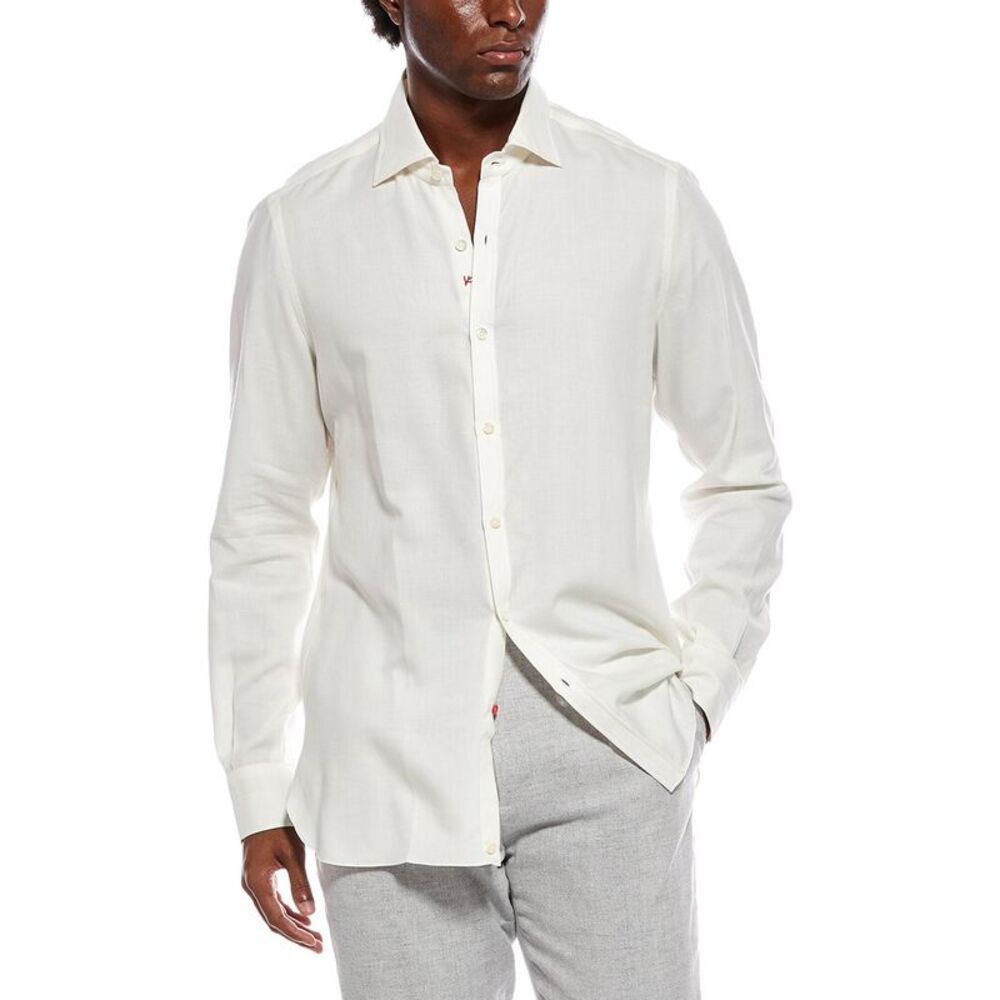 Isaia Mens Cashmere-Blend Sport Shirt